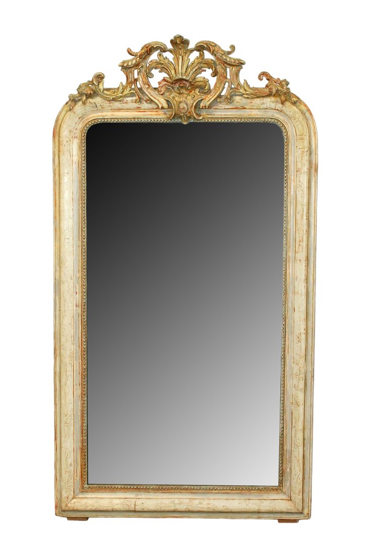 French Louis Philippe mirror with cartouche in painted finish (1 of 11)
