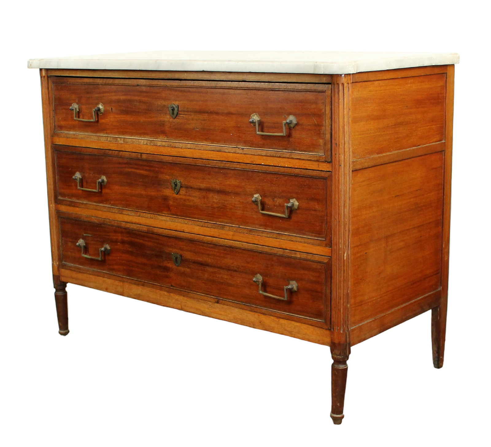 French Louis XVI 3 drawer commode with marble top (1 of 6)