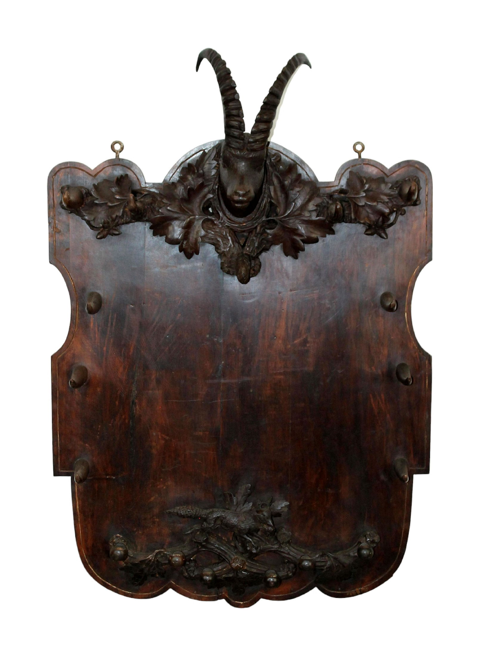 French Black Forest wall mount coat rack with antelope head (1 of 8)