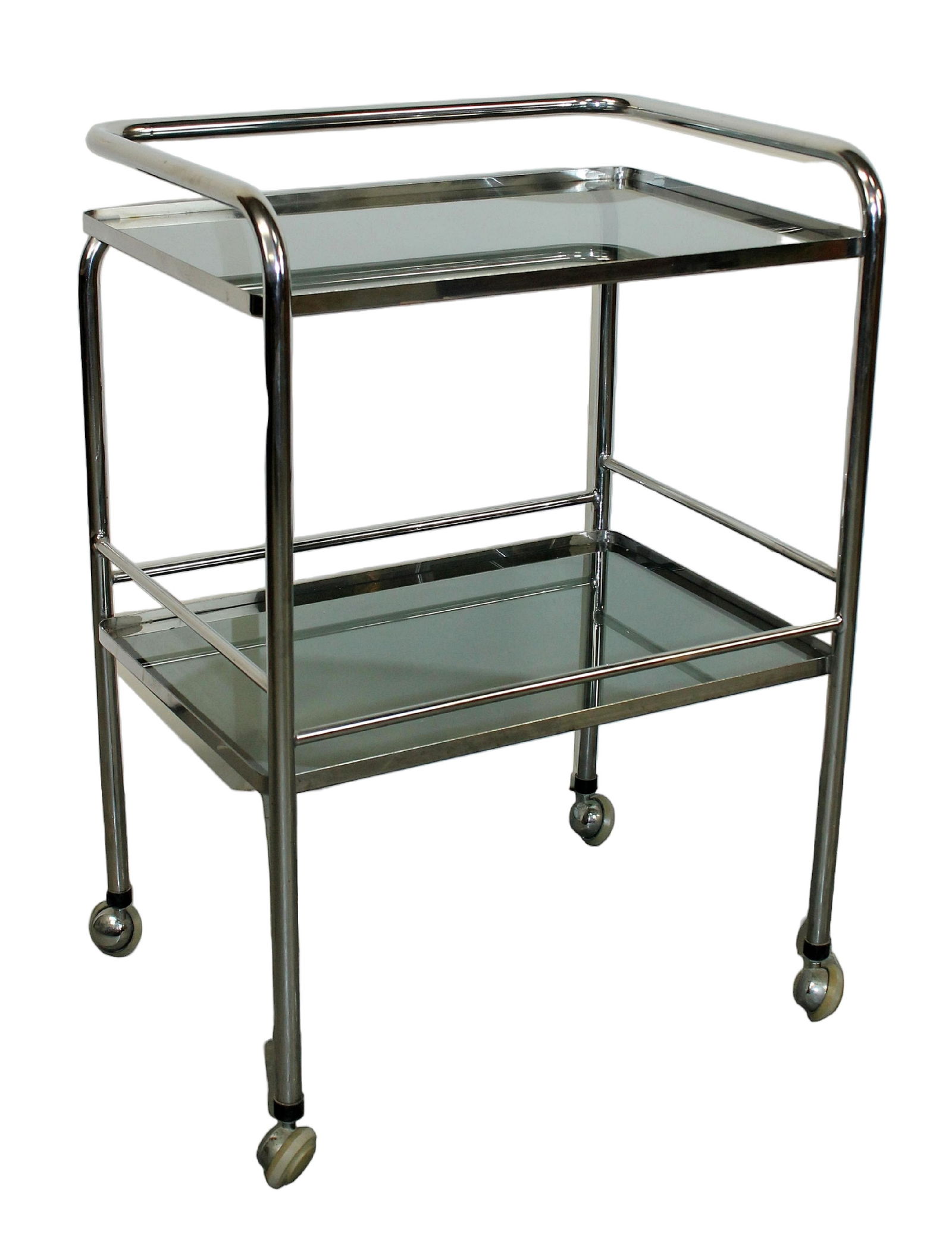 French stainless steel and glass rolling bar cart (1 of 7)