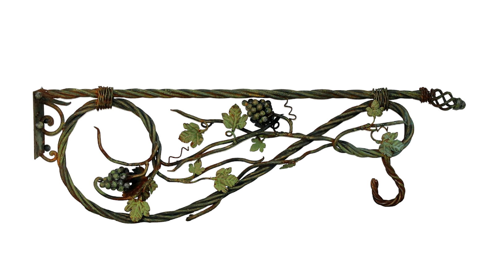 French forged iron grapevine motif sign or lantern bracket (1 of 7)