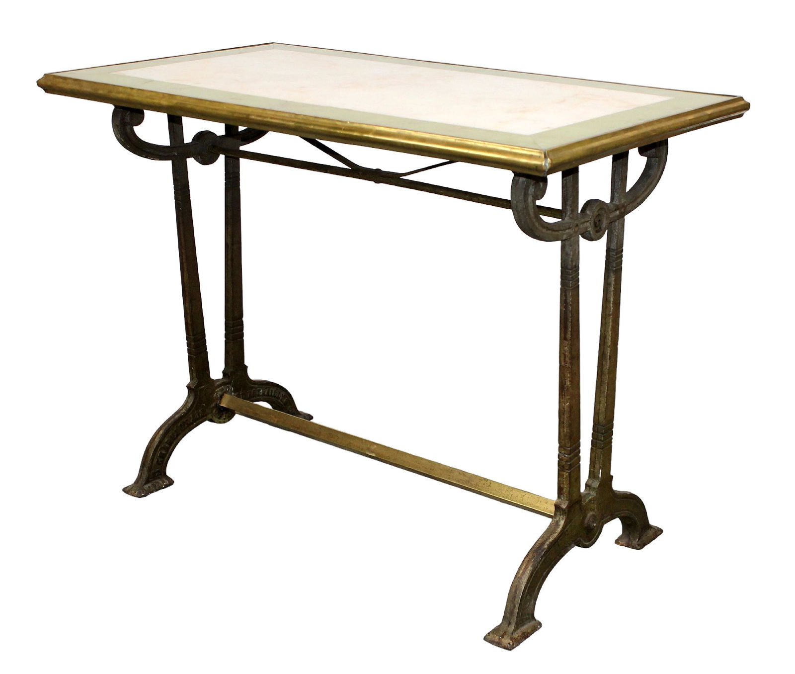 French Art Deco bistro table with iron base and onyx top (1 of 8)