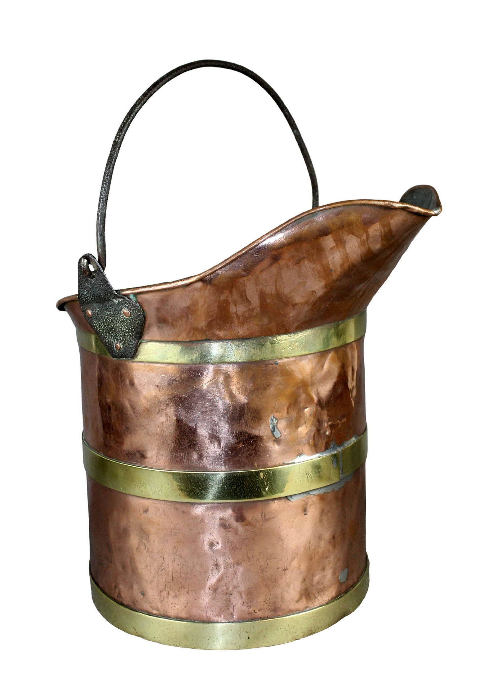 Large French polished copper and brass pitcher (1 of 10)