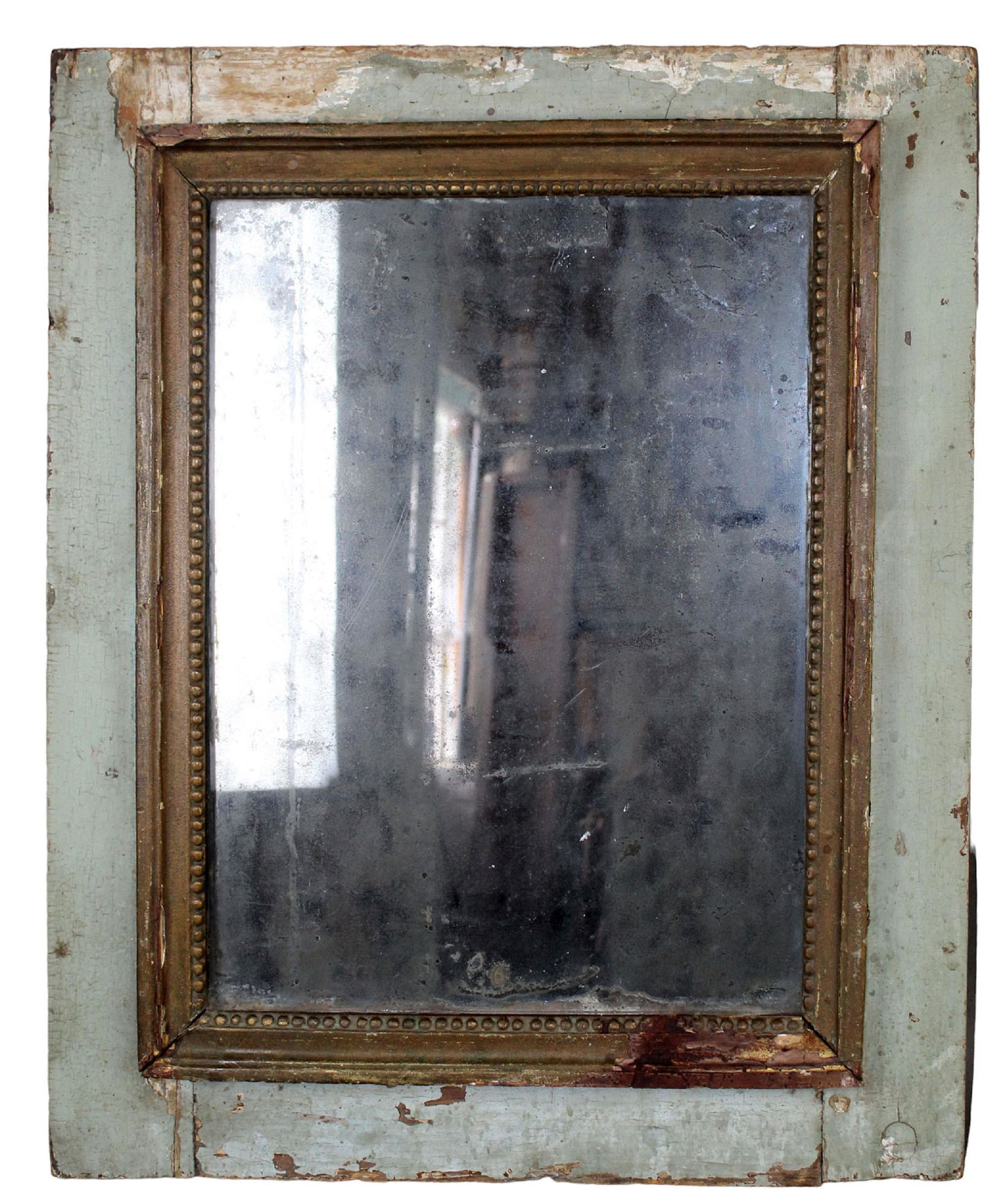 Antique French gilt wood mirror on painted board (1 of 7)