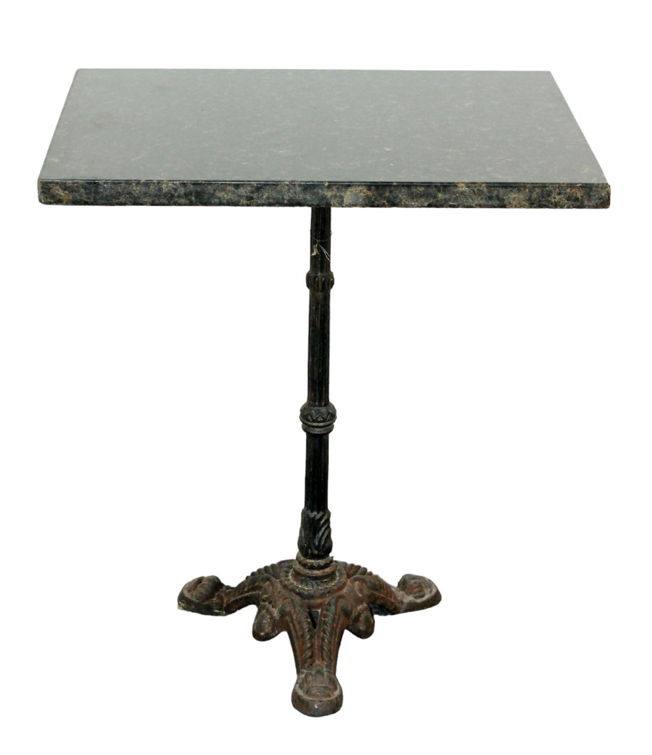 French cast iron pedestal base cafe table with granite top (1 of 4)