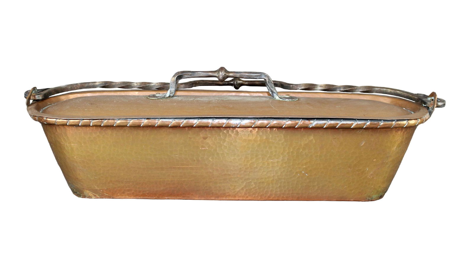 French hammered copper fish poacher with lid (1 of 11)