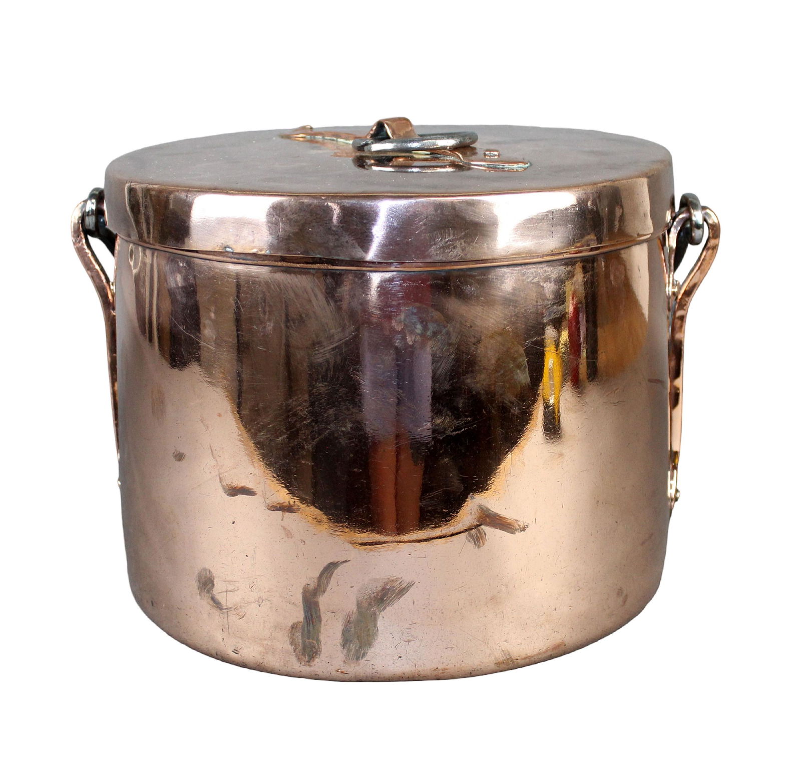 Antique French polished copper lidded pot (1 of 12)