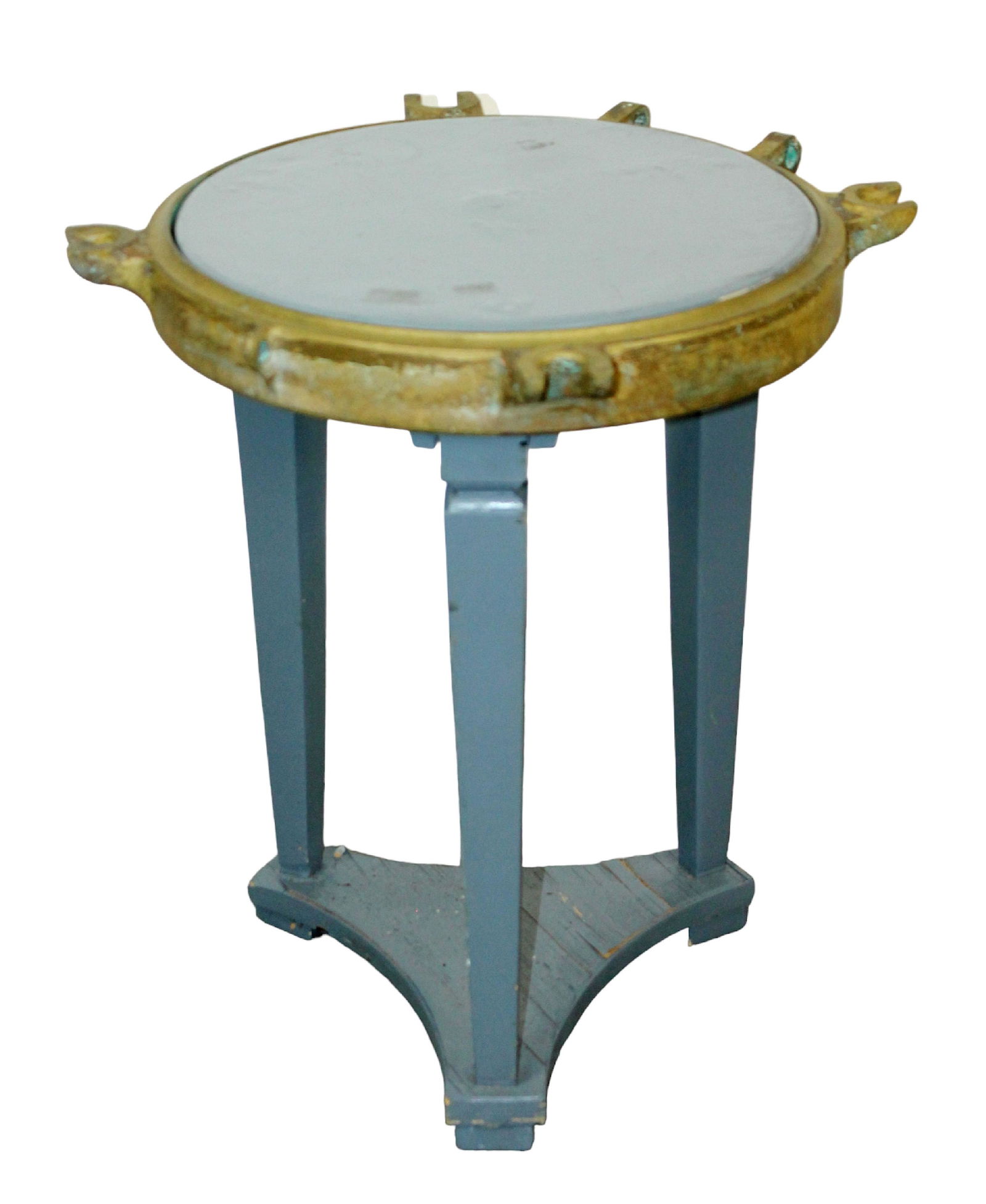 Vintage painted end table with port hole cover top (1 of 7)