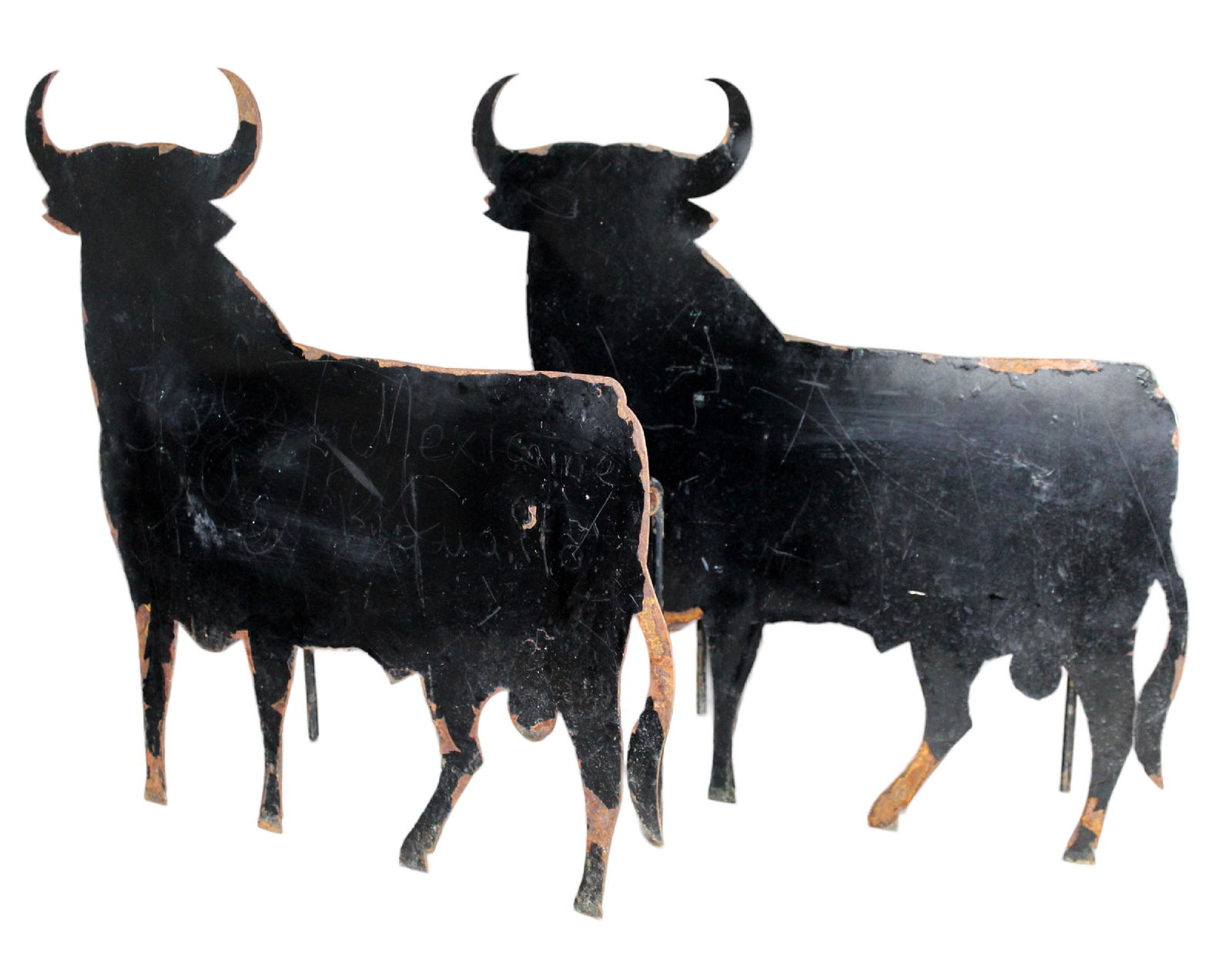 Lot of 2 French iron cut out restaurant signs of bulls (1 of 11)