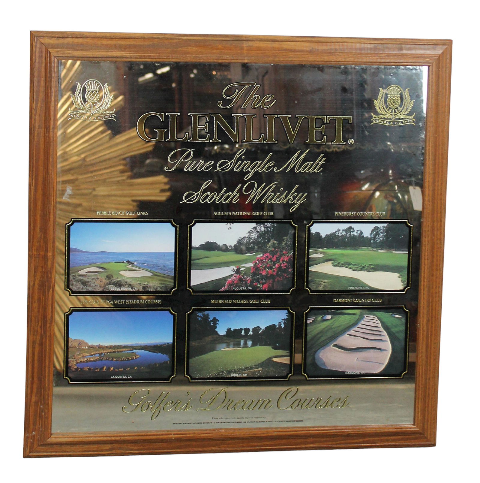Glenlivet scotch whisky 'Golfers Dream Courses' pub mirror (1 of 7)