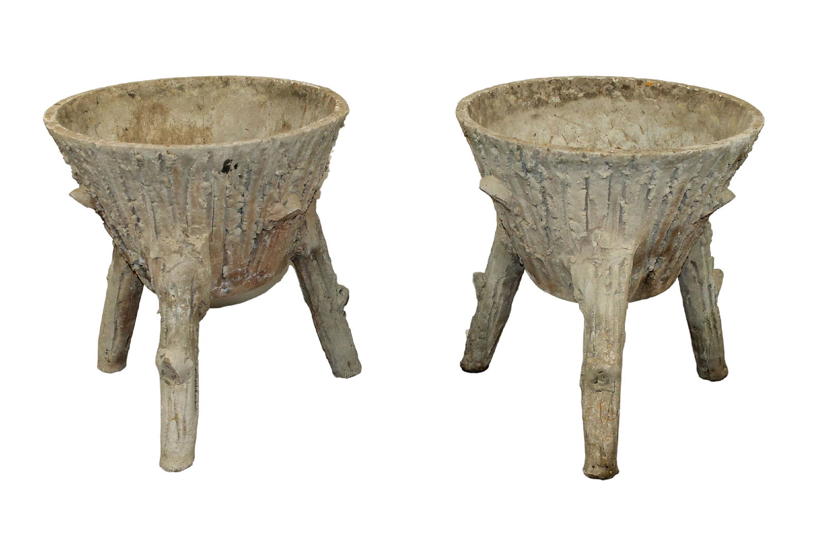 Pair of French faux bois planters on legs (1 of 5)