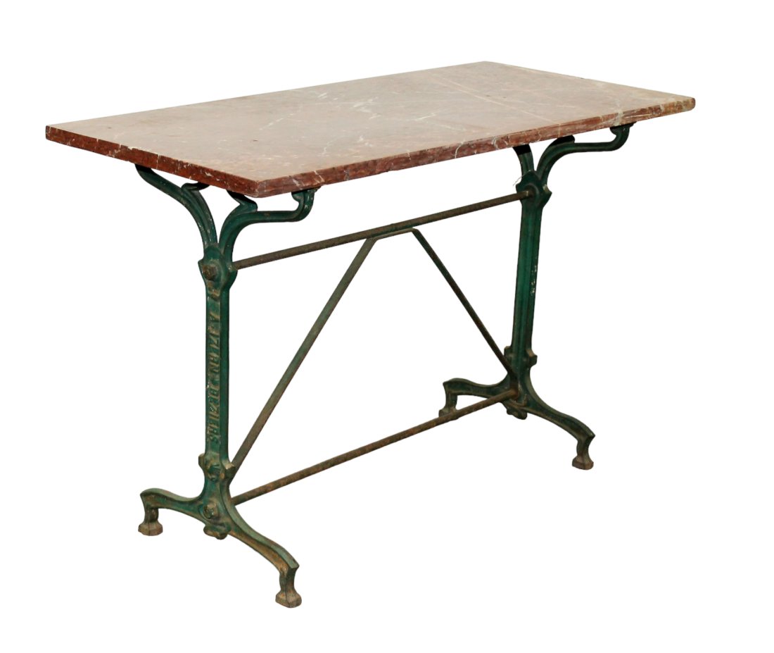 French marble top cafe table on iron base (1 of 8)