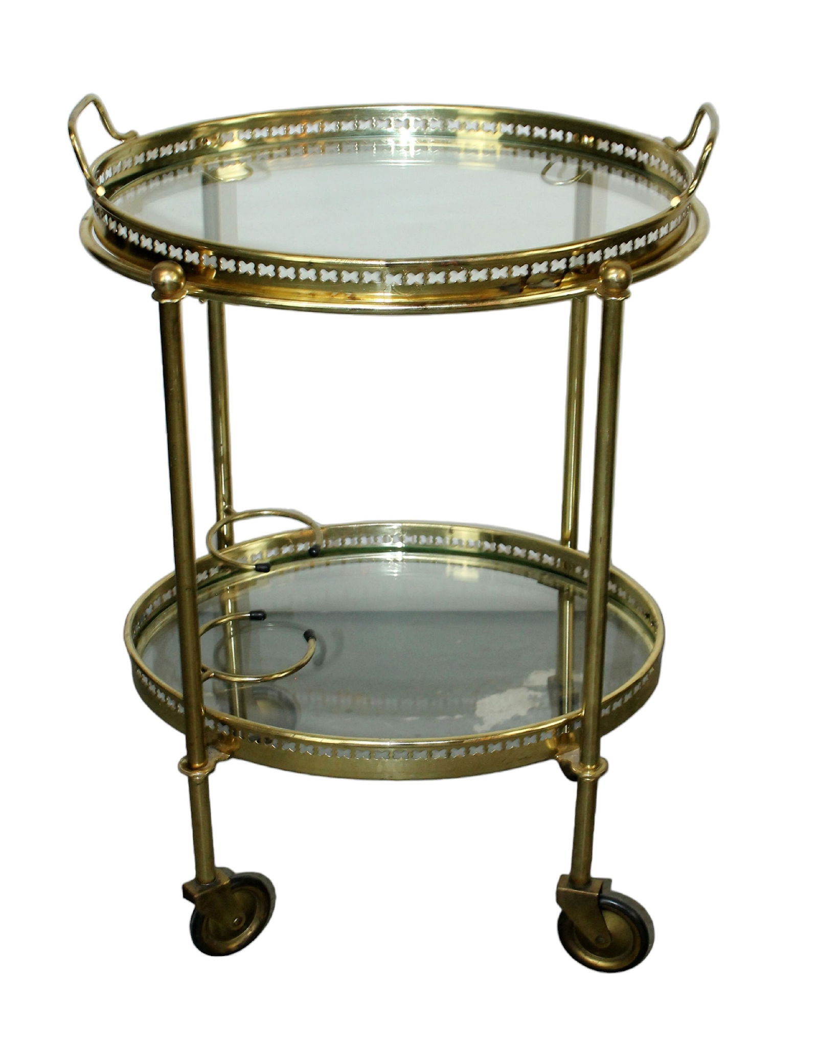 French brass and glass rolling bar cart (1 of 7)