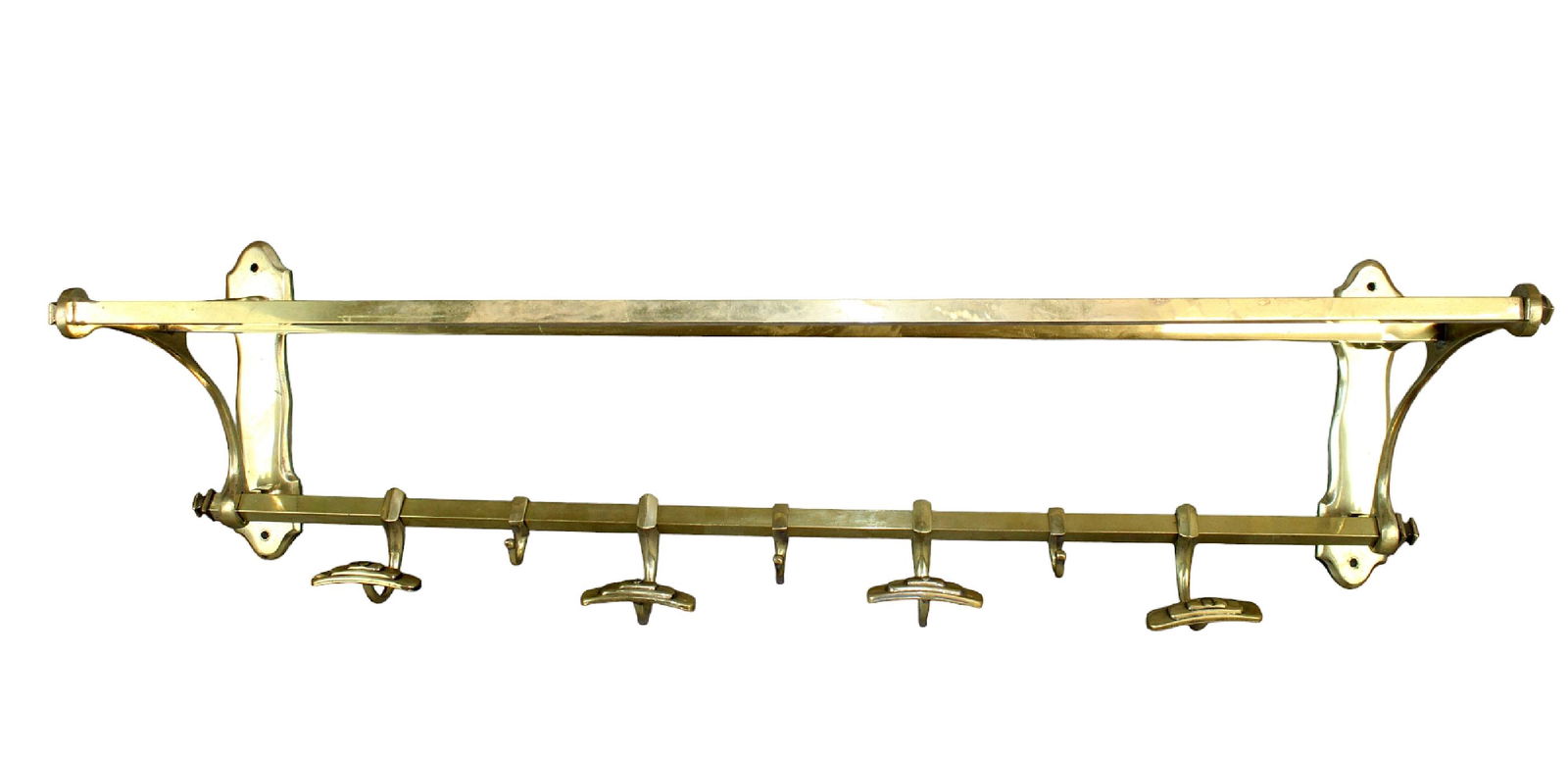 French brass wall mount coat/hat rack (1 of 6)
