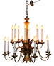 Henri Pouenat French gilt metal 16 light chandelier with sheaf of wheat shaft