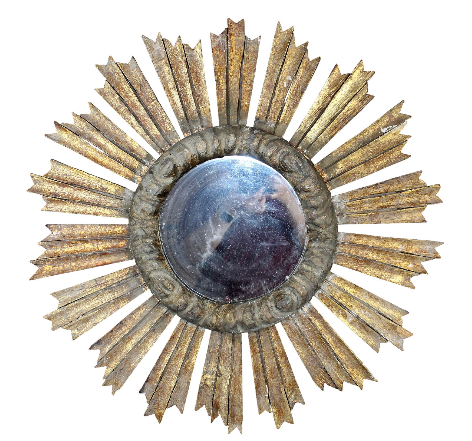 French painted gilt wood sunburst mirror (1 of 7)
