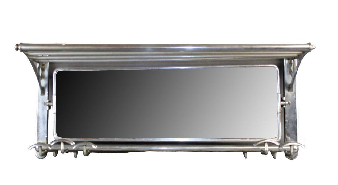 French chrome wall mount coat/hat rack with mirror (1 of 5)