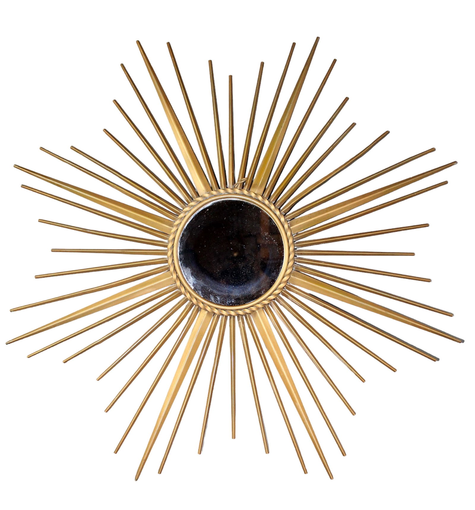 French Chaty Vallauris gilt metal sunburst mirror with flat glass (1 of 7)
