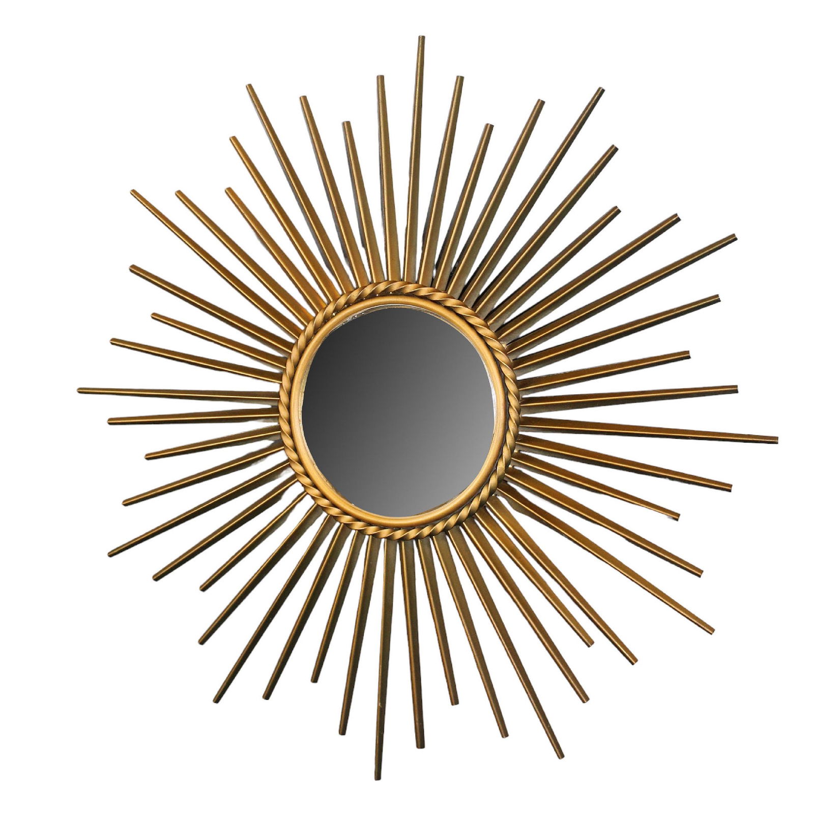 French gilt metal sunburst mirror with convex glass (1 of 6)