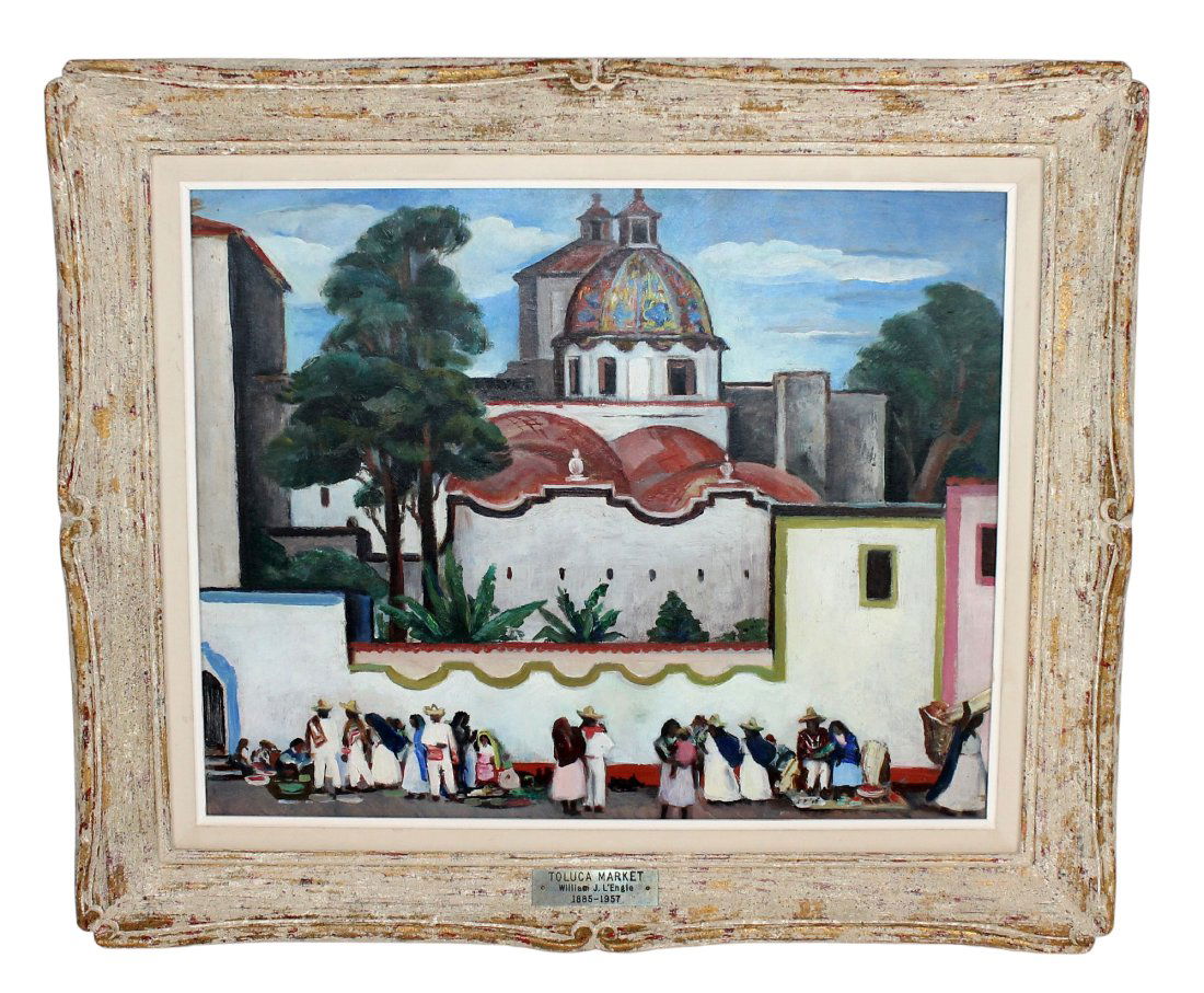 William J L'Engle (American 1885-1957) oil on board painting "Toluca Market" (1 of 11)