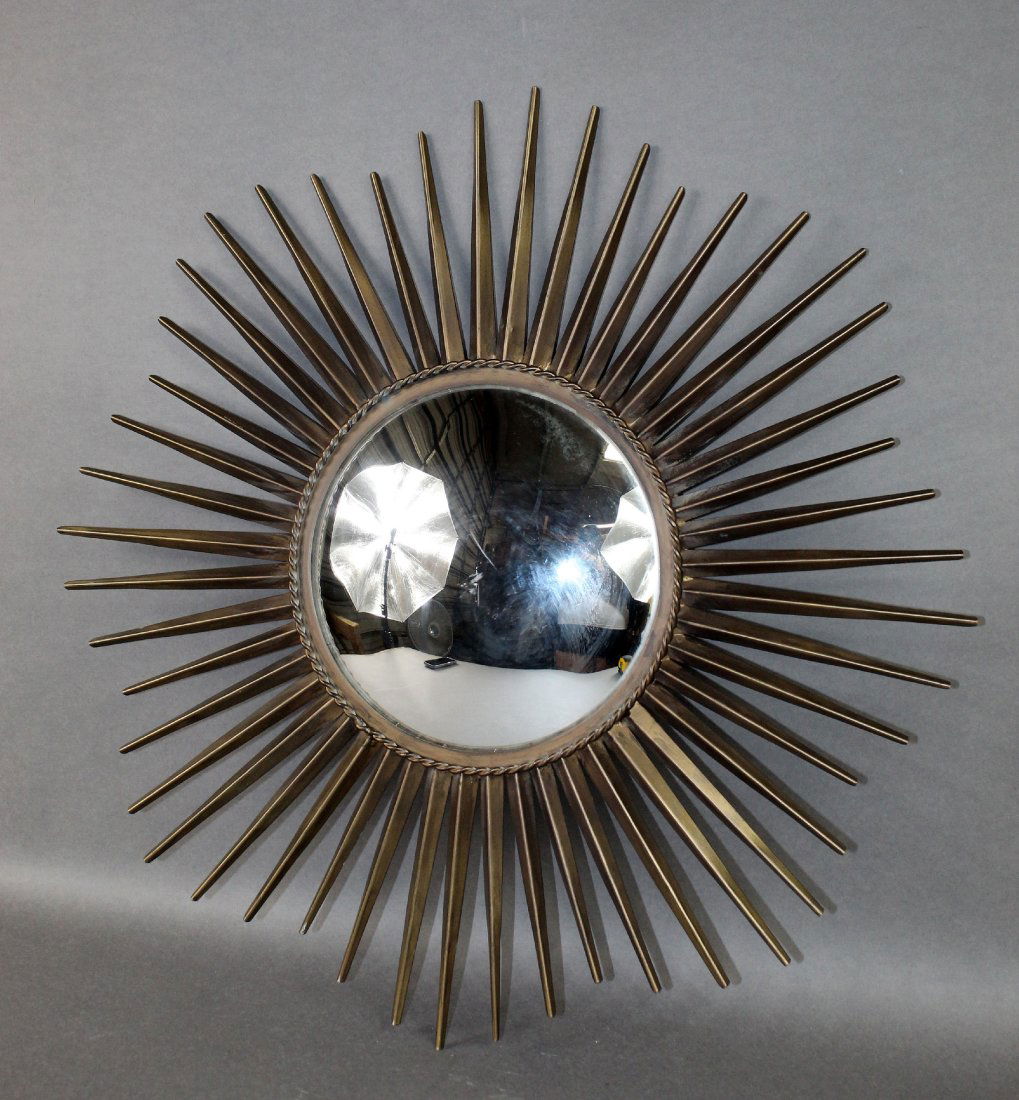Metal sunburst mirror with convex glass (1 of 8)