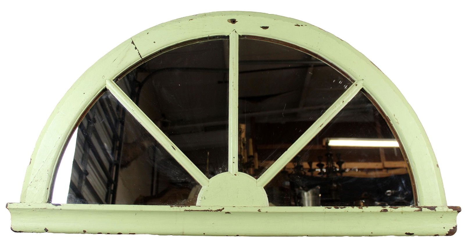 French demi-lune painted pine sun burst mirror over door panel (1 of 12)