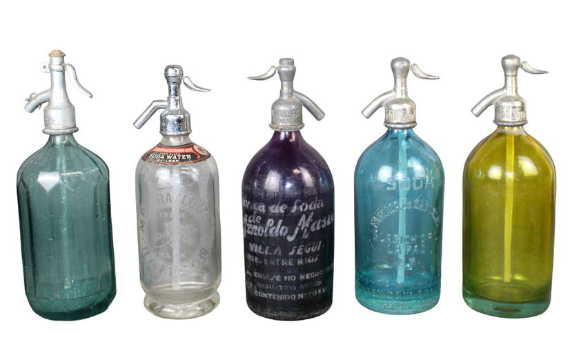 Lot Of 5 Vintage Glass Seltzer Bottles