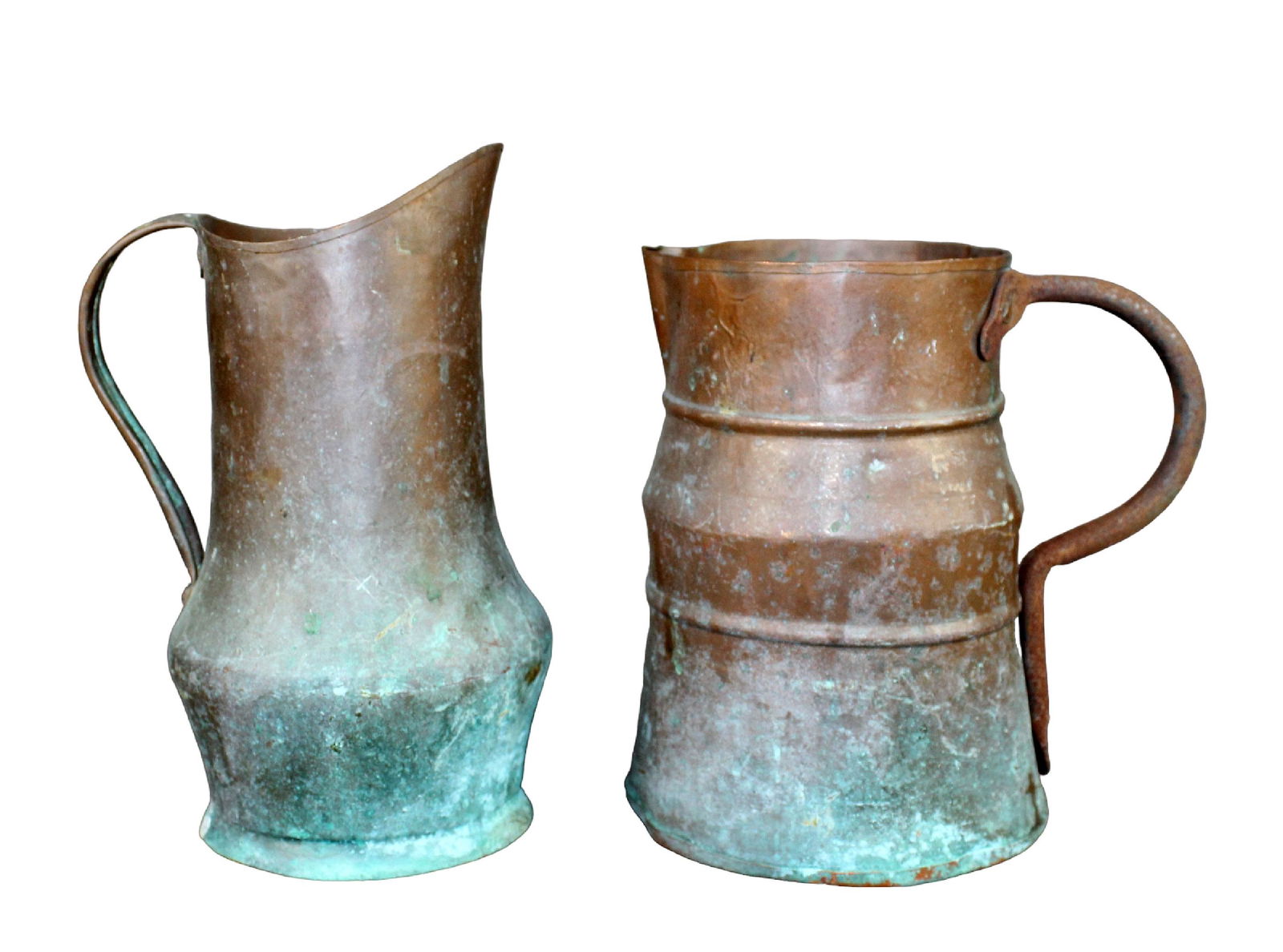 Lot of 2 antique copper pitchers (1 of 8)