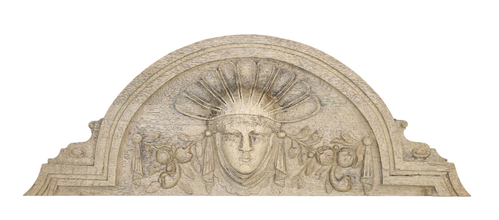 French relief carved oak crest with focal mask (1 of 4)