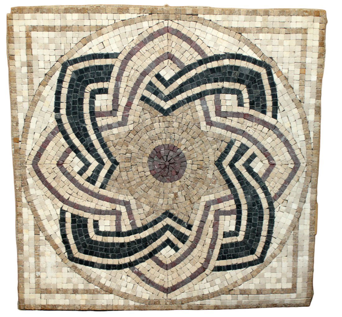 Square travertine tile mosaic panel (1 of 6)