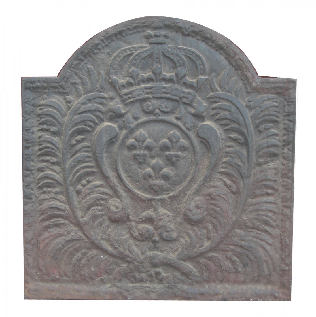 Iron panel with fleur de lys and crown: 22"h x 21 1/4"l