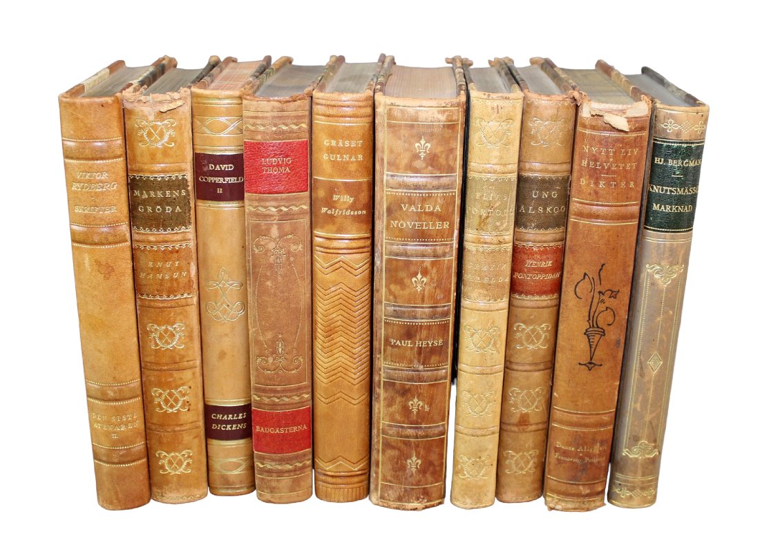 Lot of 10 Swedish leather bound books (1 of 10)