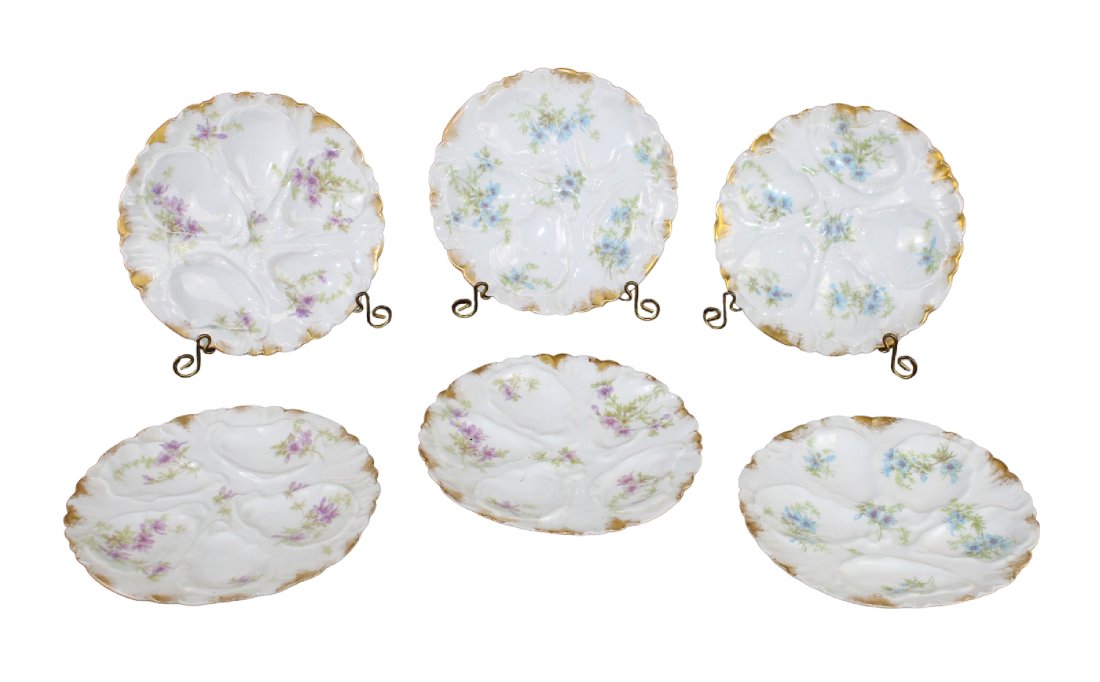 Set of 6 Haviland Limoges oyster plates (1 of 8)