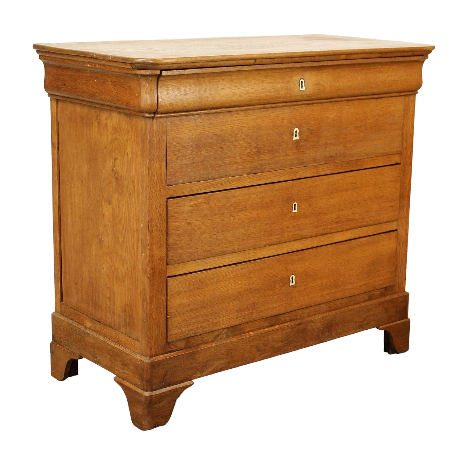 French Louis Philippe 4 drawer oak commode with wood top (1 of 6)