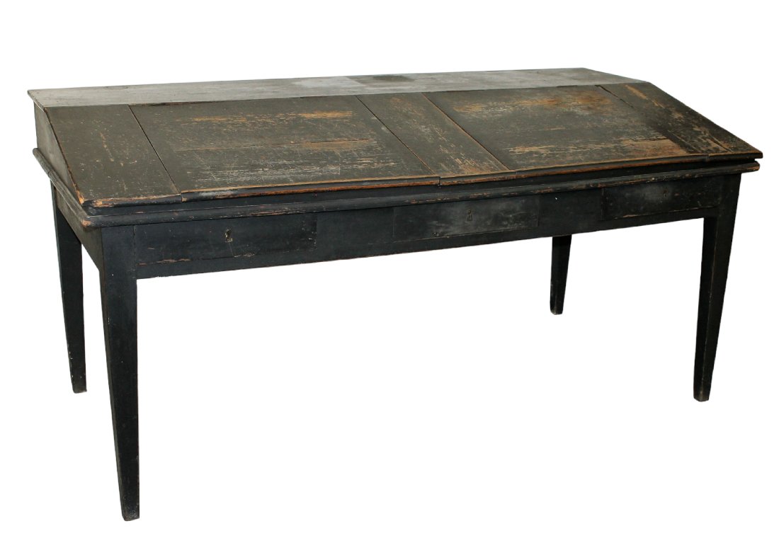 French painted pine slant front drafting table (1 of 9)