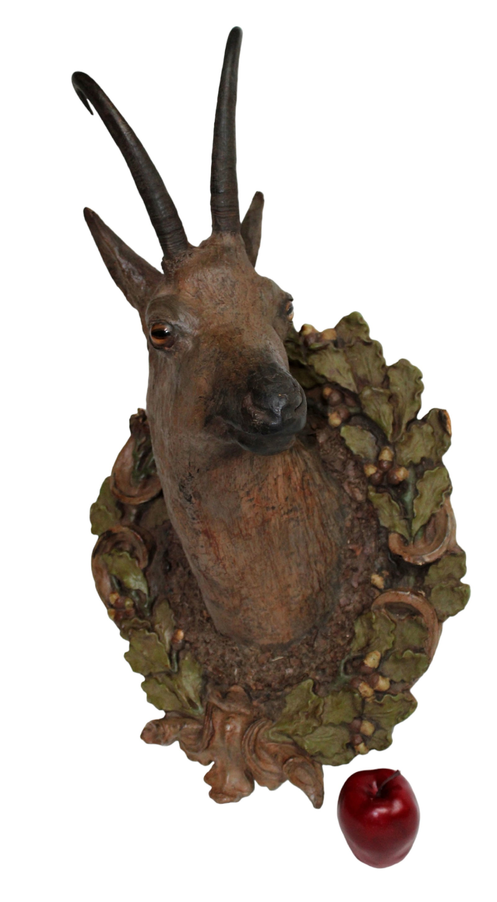 French papier mache antelope trophy mount with glass eyes and organic horns (1 of 9)