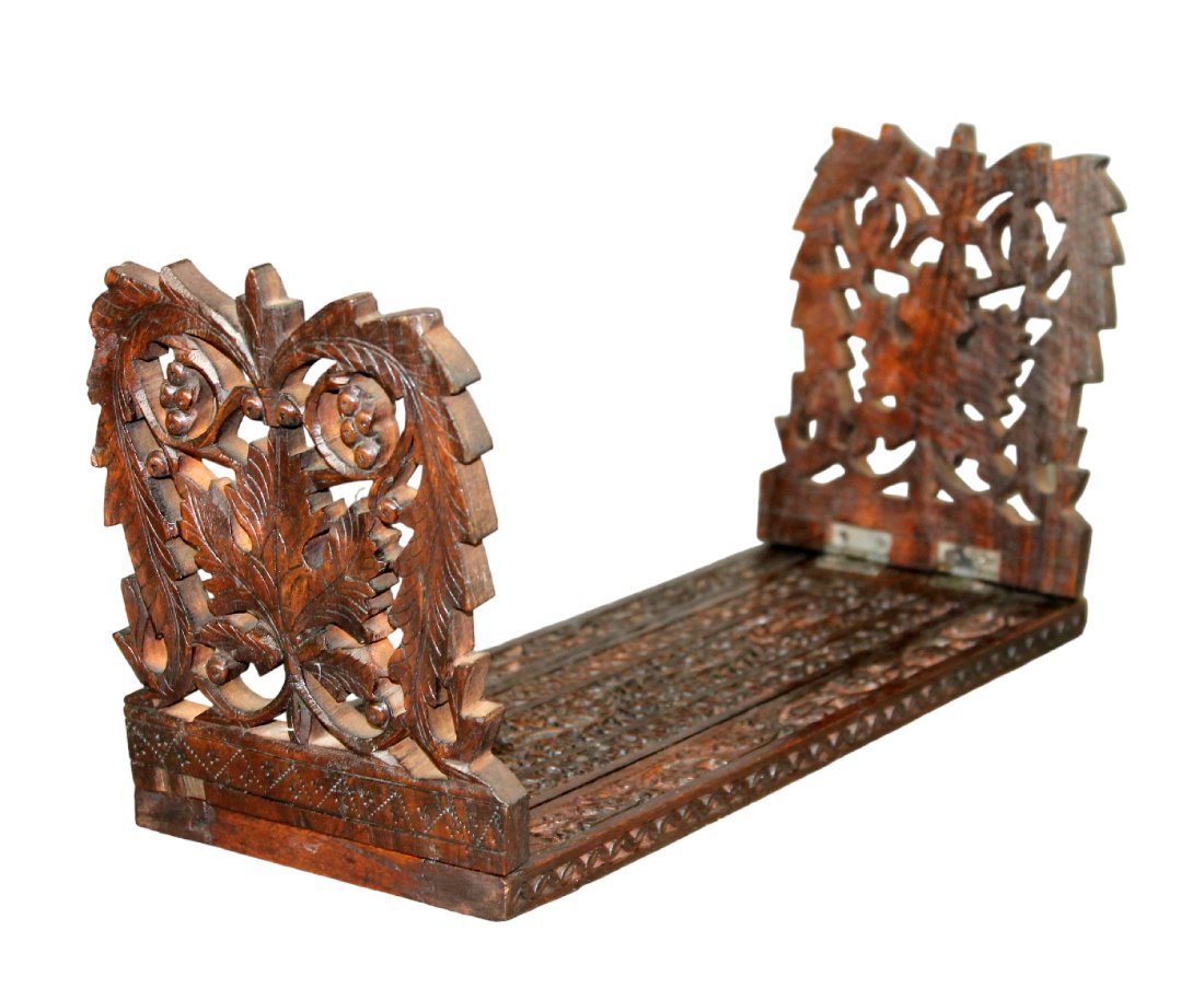 German Black Forest pierce carved folding book stand trough (1 of 8)