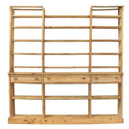 French pine open shelf pharmacy back bar display bookcase