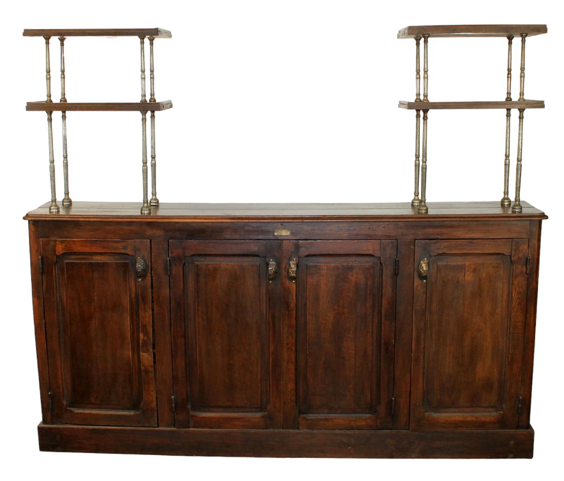 French bistro back bar in oak with etagere shelves (1 of 10)