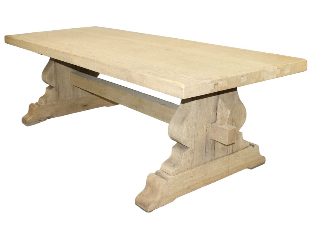 French bleached oak trestle table (1 of 9)