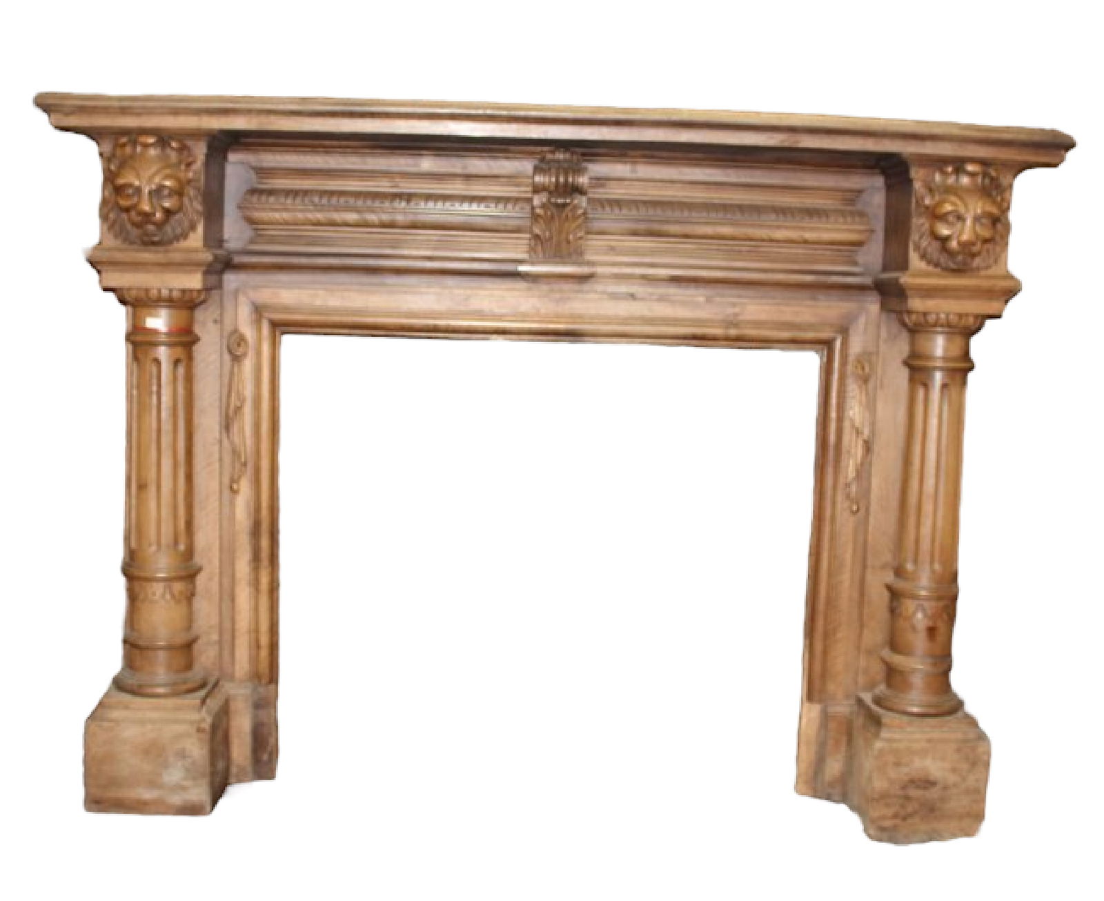 French Renaissance mantel in carved walnut with fluted columns (1 of 10)