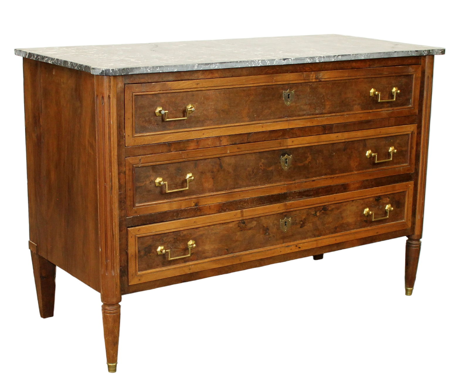 French Louis XVI style 3 drawer commode with marble top (1 of 10)