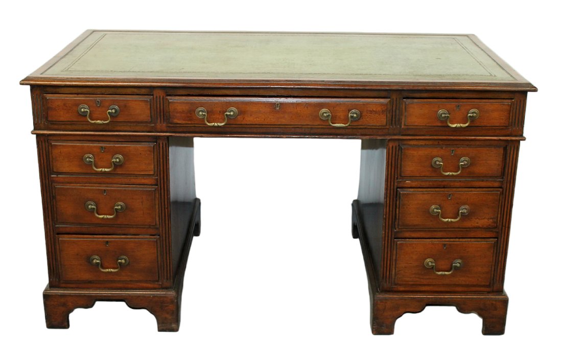 English mahogany double pedestal partner's desk (1 of 10)