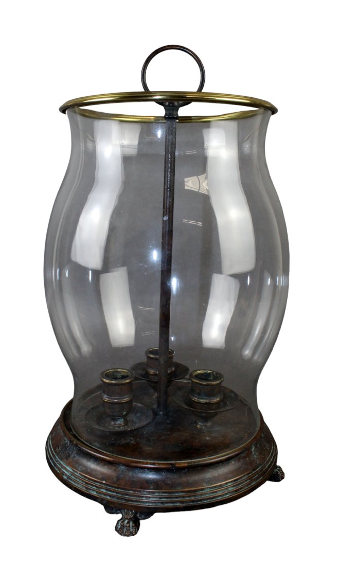 Maitland Smith 3 candle holder with hurricane shade (1 of 8)