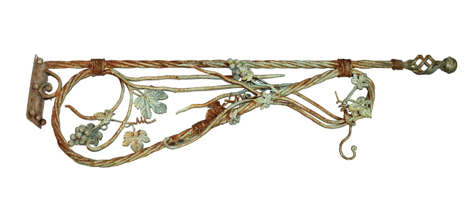 French forged iron sign bracket with grapevine motif (1 of 12)