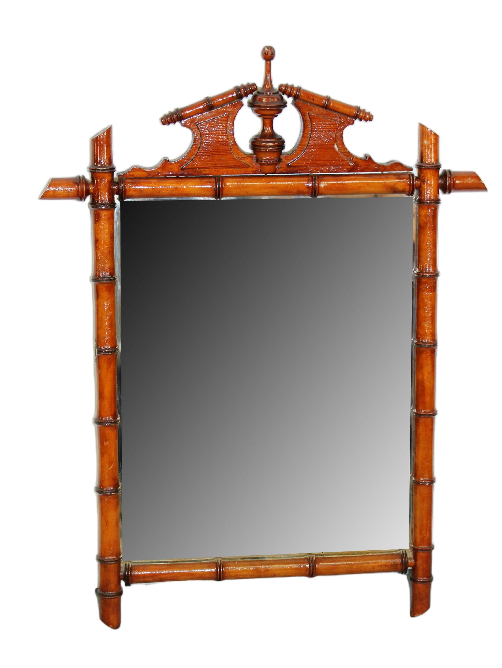 French faux bamboo mirror in pine (1 of 4)