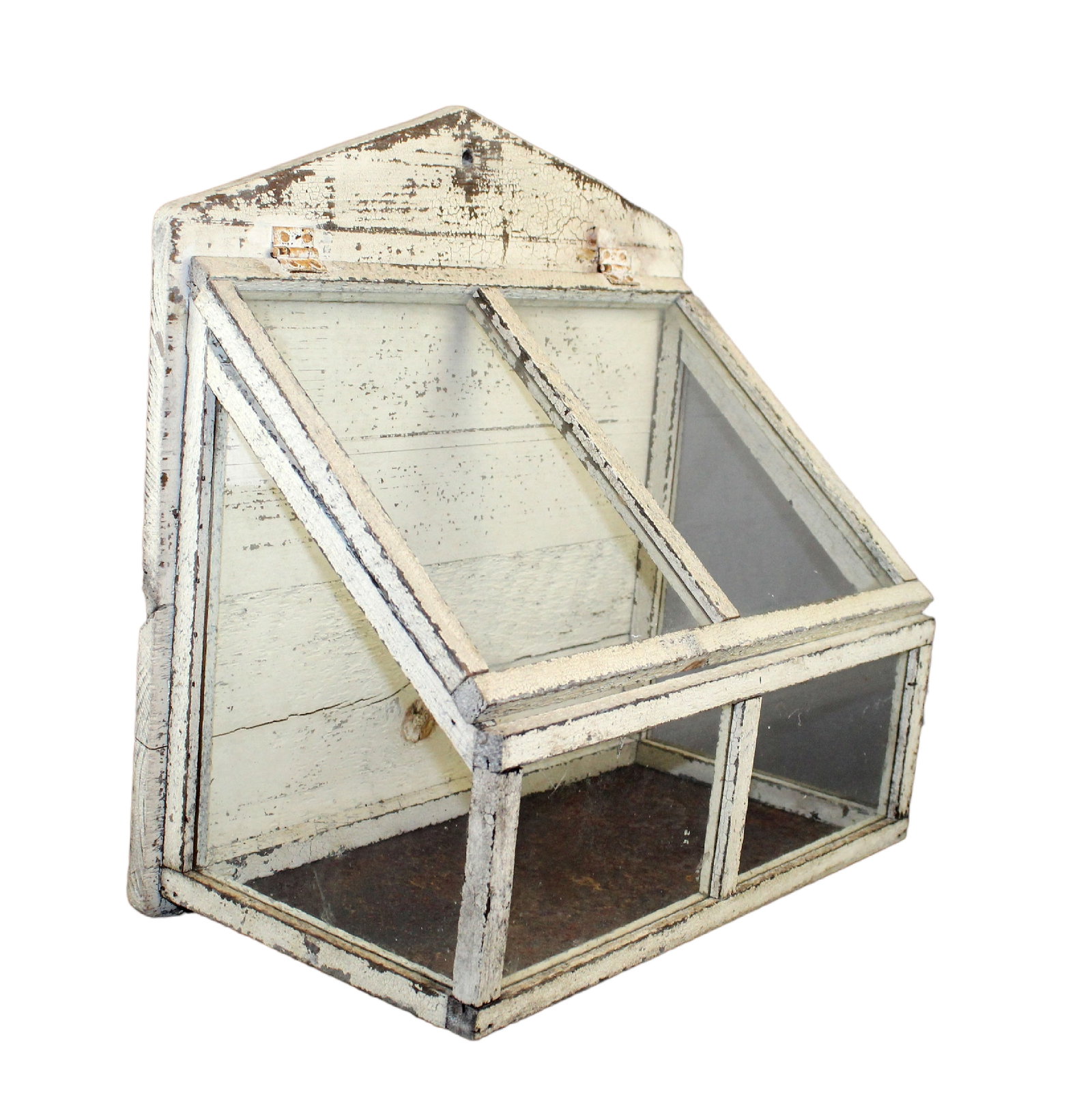 Painted wood and glass terrarium: Painted wood and glass terrarium 16 1/4" h x 15 3/4" w x 8 1/2" d