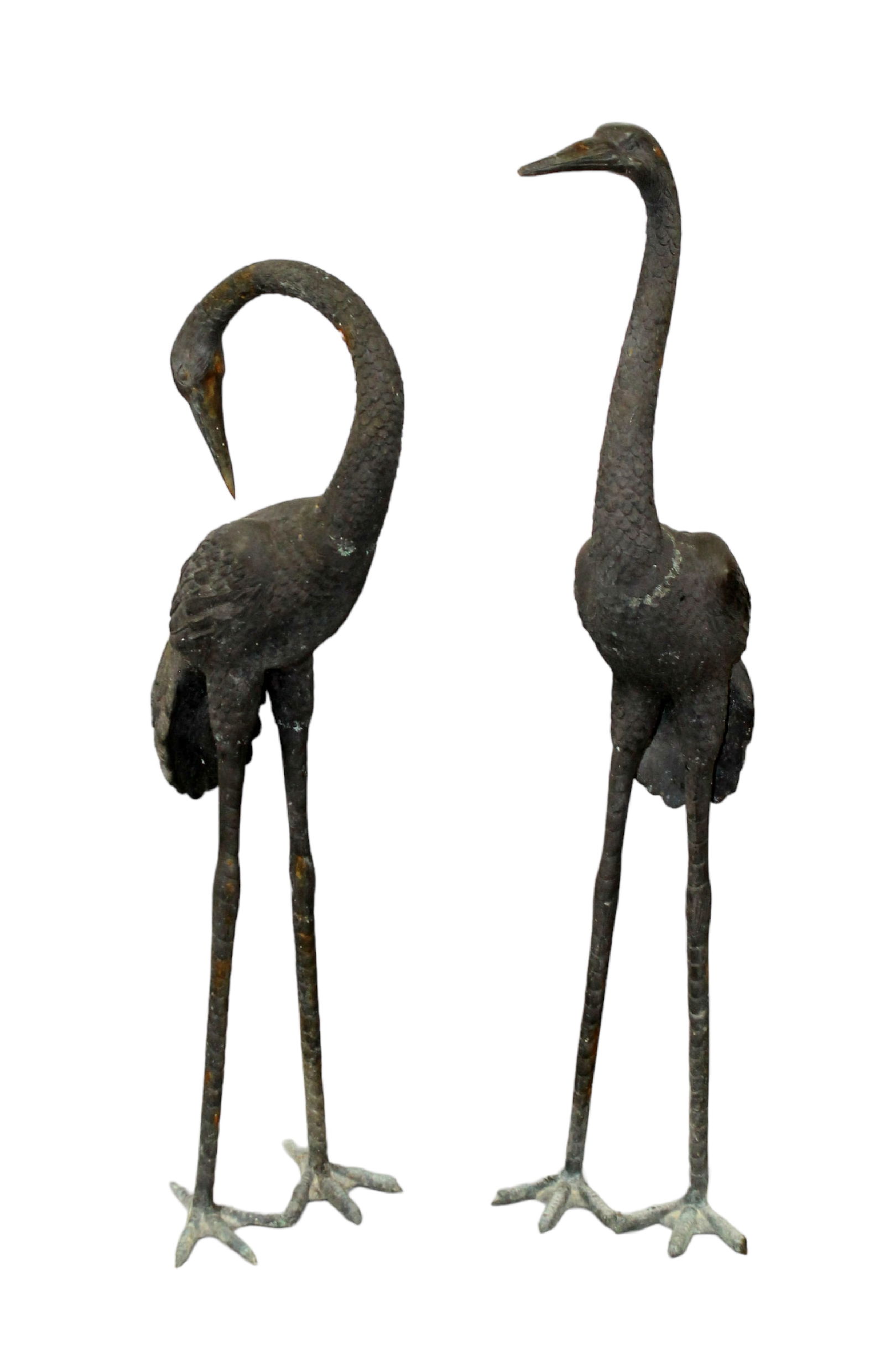 Pair of 2 bronze crane statues (1 of 7)