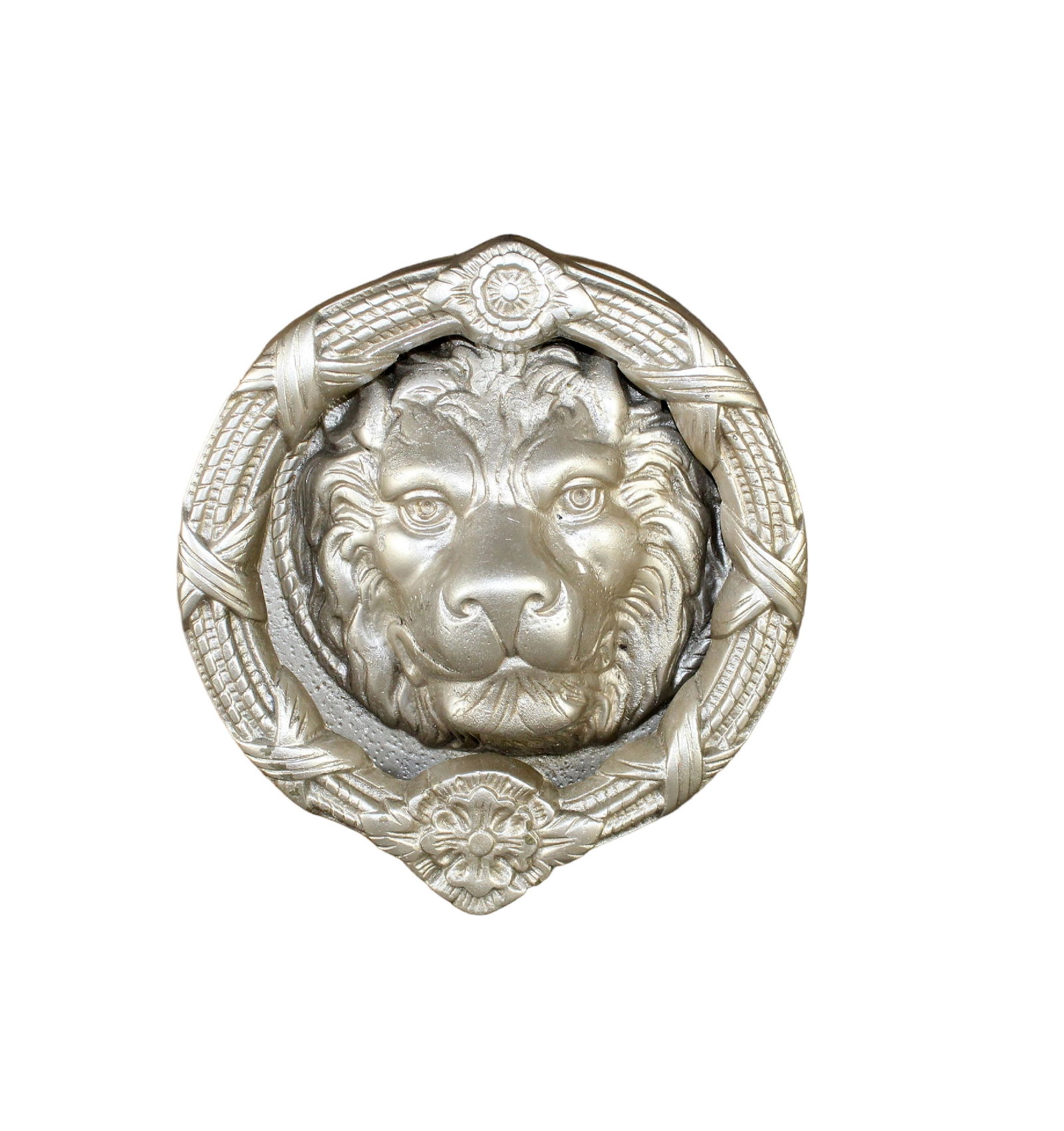 Large painted bronze lion mask door knocker (1 of 9)