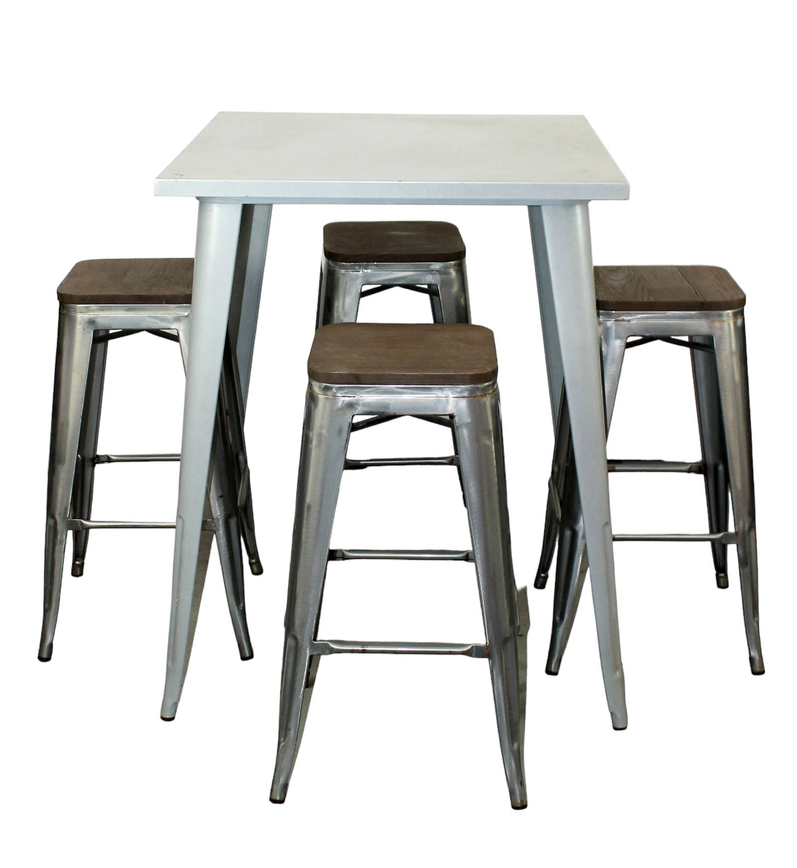 Industrial Style Metal High Top Table With 4 Stools Auction